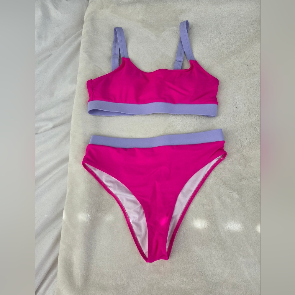 Vibrant Pink and Purple Bikini Set